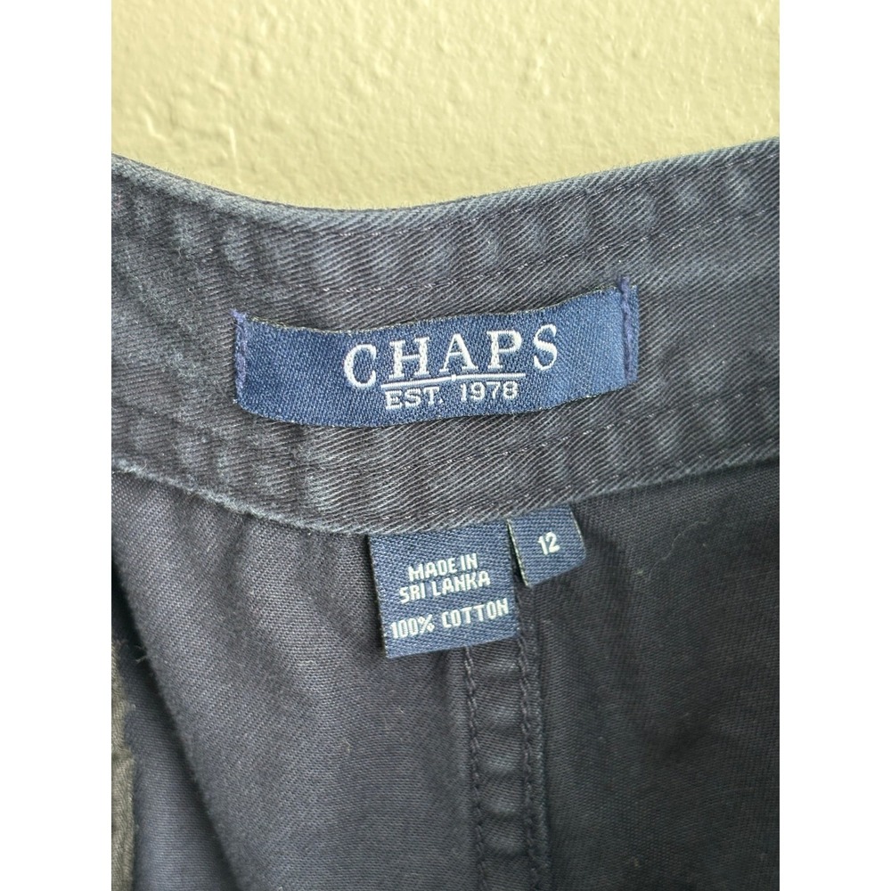 Chaps Womens Navy Blue Cotton Twill Shorts Size 12 Hook Closure (fits 33x5) - Picture 5 of 7